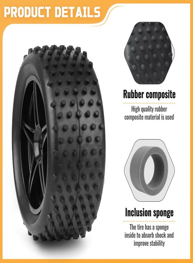 FriHobby 12mm Hex Wheels Tires Set 1/10 RC Buggy Front & Rear Compatible with Traxxas Bandit Vxl Wltoys 144001 Brushless Lipo Power(Non-glued) - Image 3